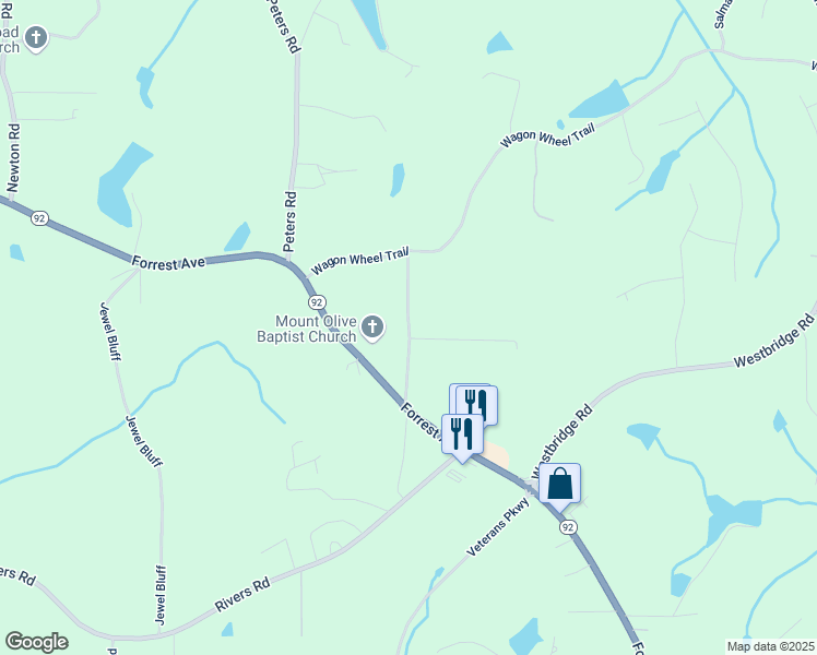 map of restaurants, bars, coffee shops, grocery stores, and more near Barsi Point in Fayette County