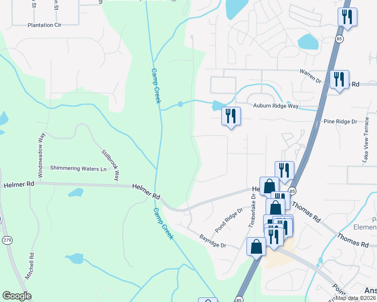map of restaurants, bars, coffee shops, grocery stores, and more near 8295 Carlton Road in Riverdale