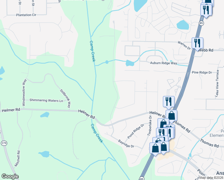 map of restaurants, bars, coffee shops, grocery stores, and more near 8295 Carlton Road in Riverdale