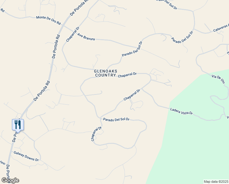 map of restaurants, bars, coffee shops, grocery stores, and more near 41785 Chaparral Drive in Temecula