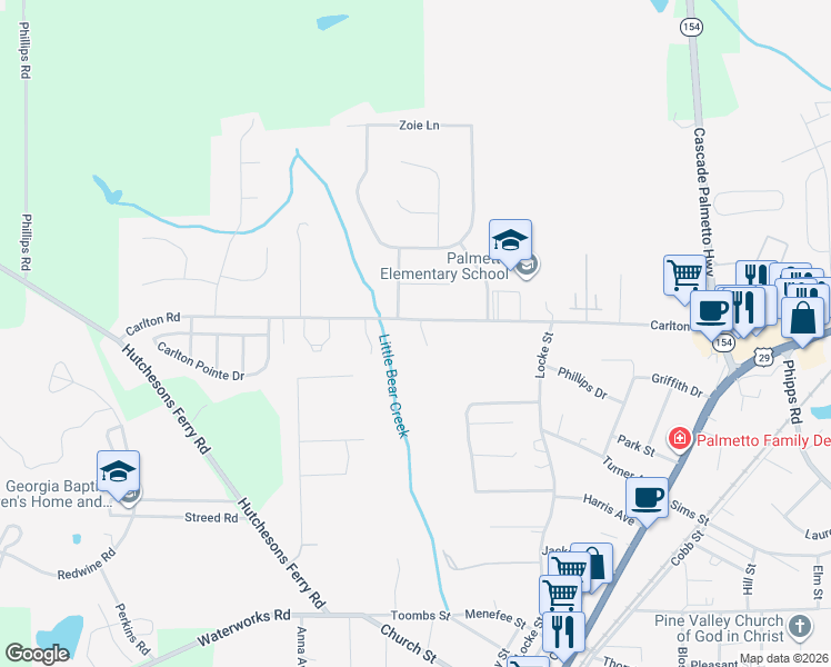 map of restaurants, bars, coffee shops, grocery stores, and more near 602 Little Bear Drive in Palmetto