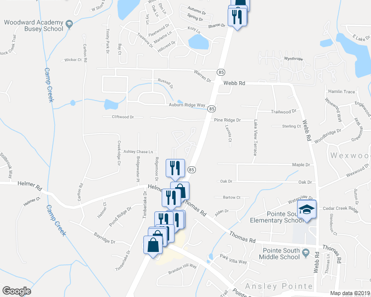 map of restaurants, bars, coffee shops, grocery stores, and more near 1504 Chase Ridge Drive in Riverdale