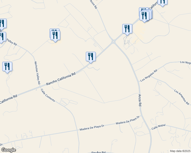 map of restaurants, bars, coffee shops, grocery stores, and more near 34567 Rancho California Road in Temecula