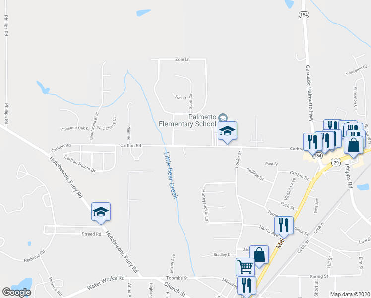map of restaurants, bars, coffee shops, grocery stores, and more near 601 Little Bear Drive in Palmetto
