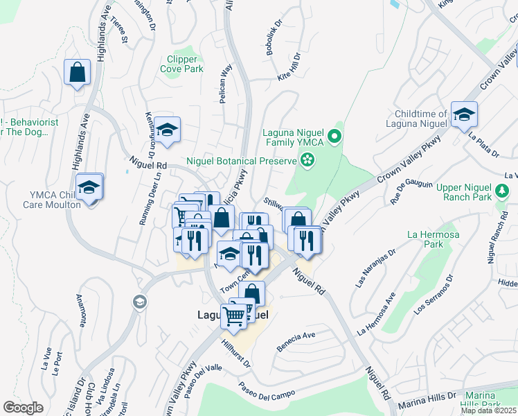 map of restaurants, bars, coffee shops, grocery stores, and more near 29791 Ana Maria Lane in Laguna Niguel