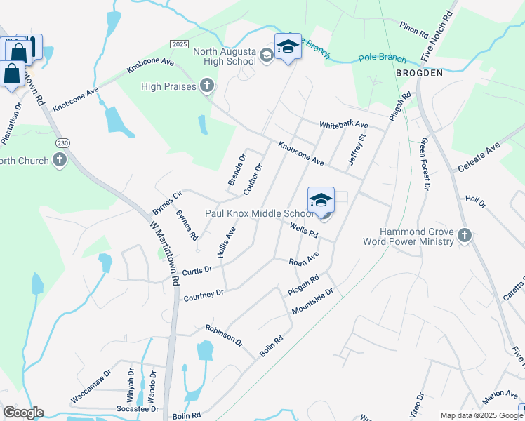 map of restaurants, bars, coffee shops, grocery stores, and more near 1804 Wells Road in North Augusta
