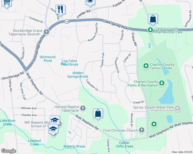 map of restaurants, bars, coffee shops, grocery stores, and more near 8235 Tupelo Trail in Jonesboro