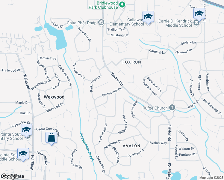 map of restaurants, bars, coffee shops, grocery stores, and more near 8255 Glenwoods Drive in Riverdale