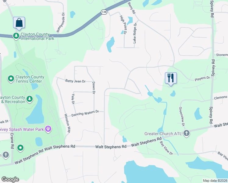 map of restaurants, bars, coffee shops, grocery stores, and more near 8234 7 Oaks Drive in Jonesboro