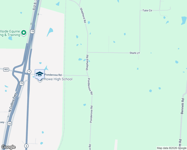 map of restaurants, bars, coffee shops, grocery stores, and more near 634 Ponderosa Road in Howe
