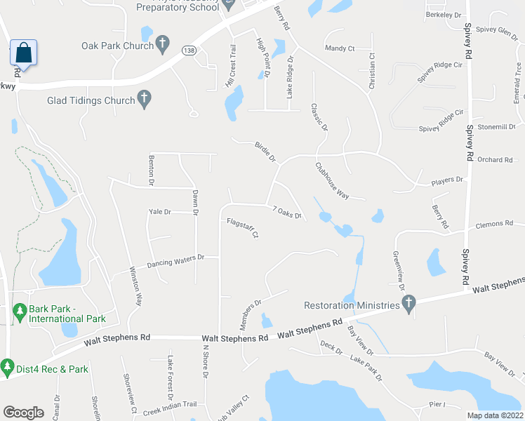 map of restaurants, bars, coffee shops, grocery stores, and more near 8216 7 Oaks Drive in Jonesboro