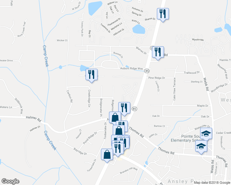 map of restaurants, bars, coffee shops, grocery stores, and more near 8286 Ridgemoor Drive in Riverdale