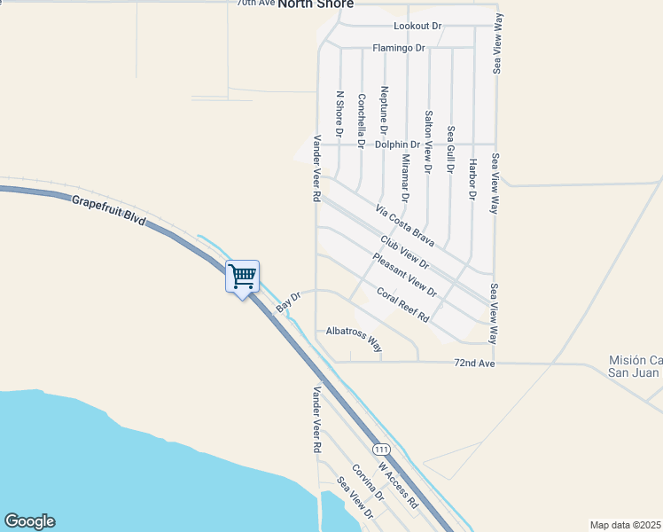 map of restaurants, bars, coffee shops, grocery stores, and more near 99041 Coral Reef Road in Mecca