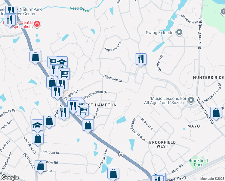 map of restaurants, bars, coffee shops, grocery stores, and more near 3592 Westhampton Drive in Martinez