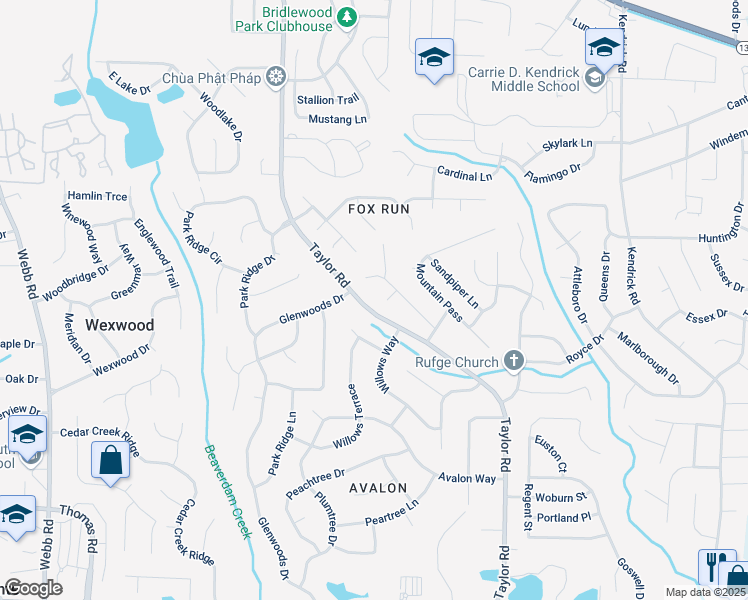 map of restaurants, bars, coffee shops, grocery stores, and more near 153 Cliffside Court in Riverdale