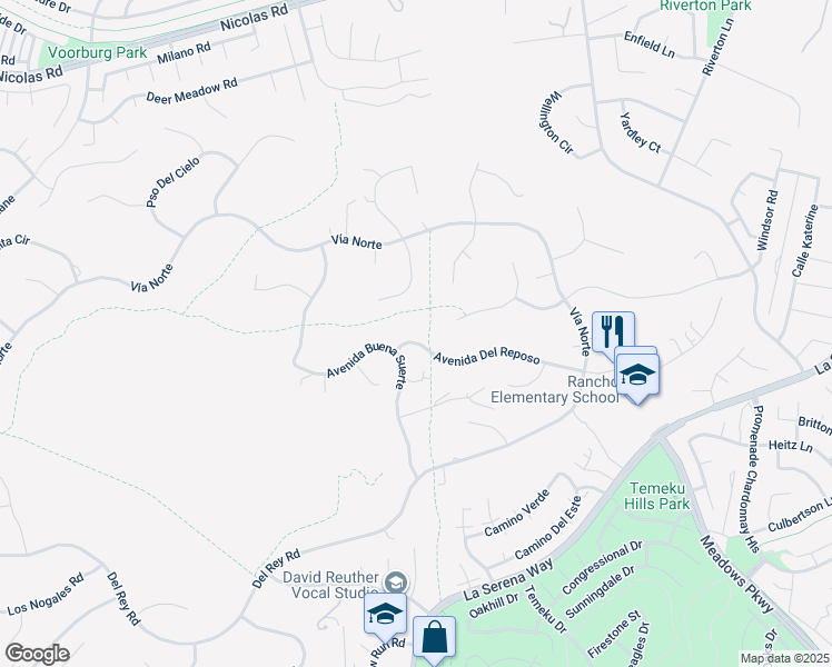 map of restaurants, bars, coffee shops, grocery stores, and more near 30810 Avenida Del Reposo in Temecula