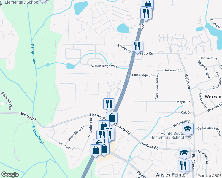 map of restaurants, bars, coffee shops, grocery stores, and more near 308 Chase Ridge Drive in Riverdale