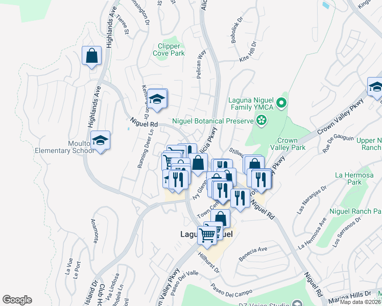 map of restaurants, bars, coffee shops, grocery stores, and more near in Laguna Niguel