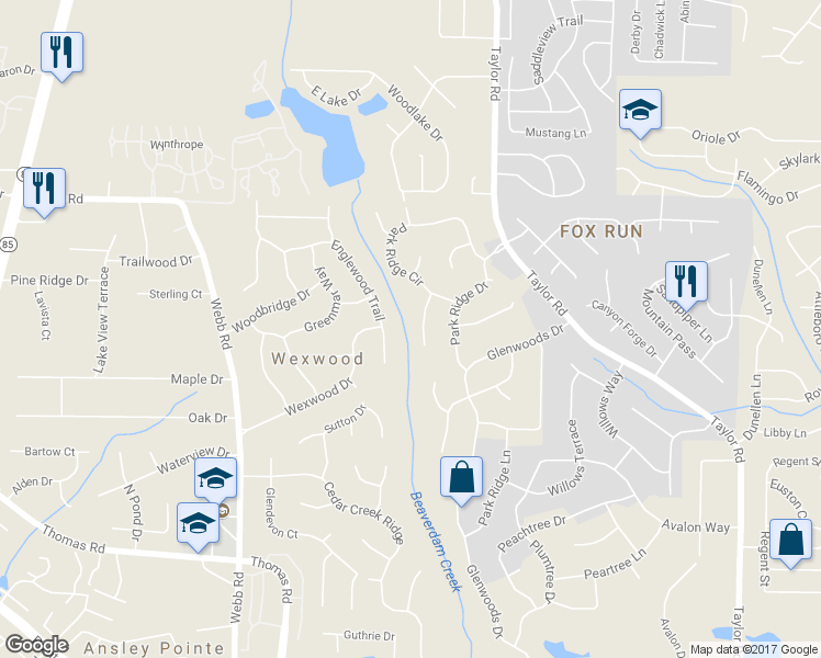 map of restaurants, bars, coffee shops, grocery stores, and more near 8249 Creekline Ct in Riverdale