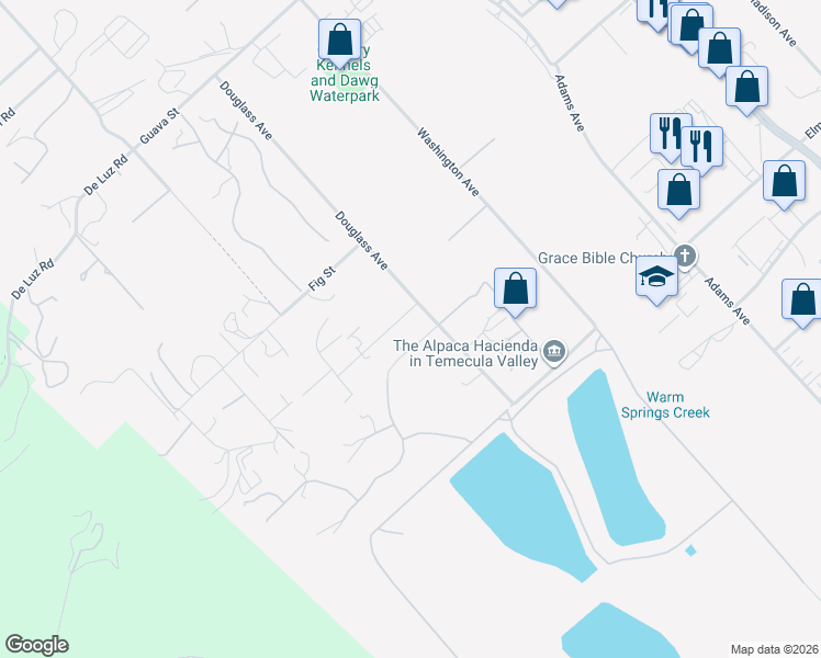 map of restaurants, bars, coffee shops, grocery stores, and more near 26147 Douglass Avenue in Murrieta