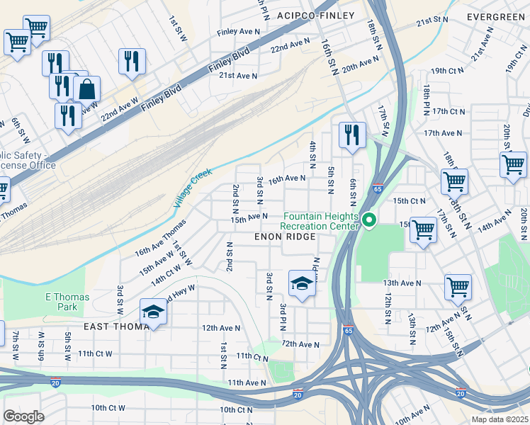 map of restaurants, bars, coffee shops, grocery stores, and more near 300 15th Avenue North in Birmingham