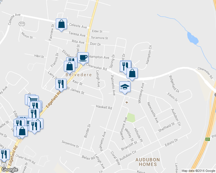 map of restaurants, bars, coffee shops, grocery stores, and more near 112 Horseshoe Rd in North Augusta