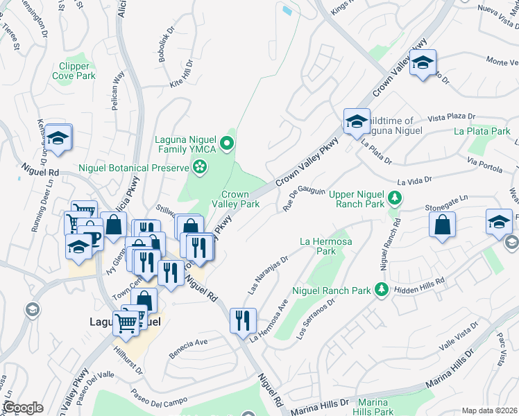 map of restaurants, bars, coffee shops, grocery stores, and more near 24241 Rue De Cezanne in Laguna Niguel