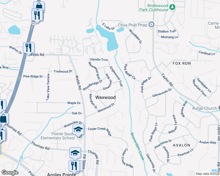 map of restaurants, bars, coffee shops, grocery stores, and more near 8220 Greenmar Way in Riverdale