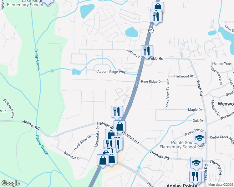 map of restaurants, bars, coffee shops, grocery stores, and more near 1701 Chase Ridge Drive in Riverdale