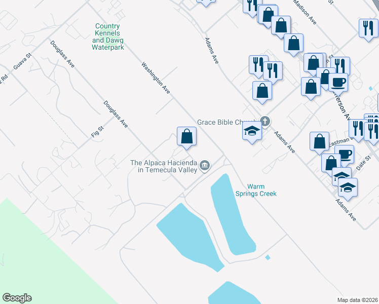 map of restaurants, bars, coffee shops, grocery stores, and more near 42149 Elm Street in Murrieta