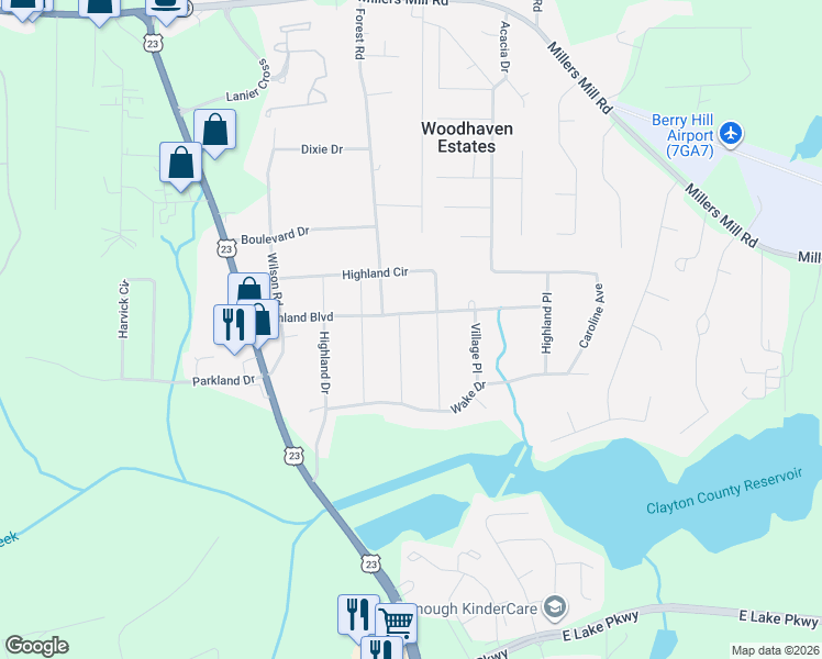 map of restaurants, bars, coffee shops, grocery stores, and more near 75 Forest Road in Stockbridge