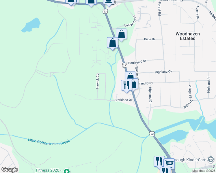 map of restaurants, bars, coffee shops, grocery stores, and more near 424 Harvick Circle in Stockbridge