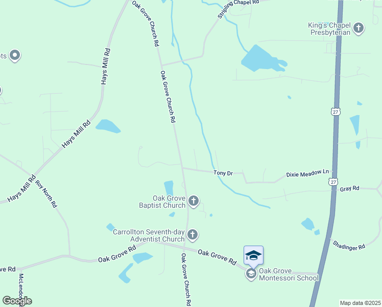 map of restaurants, bars, coffee shops, grocery stores, and more near 40 Carole Drive in Carrollton