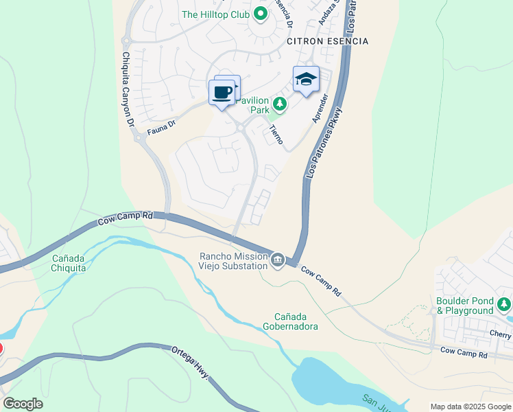 map of restaurants, bars, coffee shops, grocery stores, and more near 92 Esencia Drive in Ladera Ranch