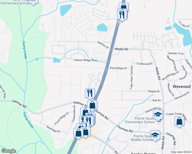 map of restaurants, bars, coffee shops, grocery stores, and more near 6 Chase Ridge Drive in Riverdale