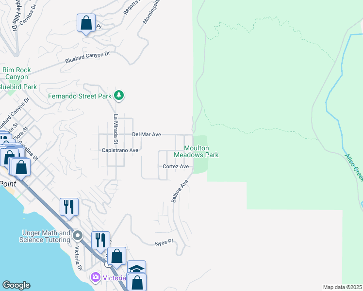 map of restaurants, bars, coffee shops, grocery stores, and more near 1005 Balboa Avenue in Laguna Beach