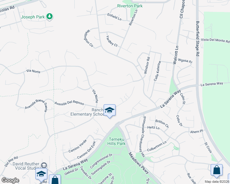 map of restaurants, bars, coffee shops, grocery stores, and more near 31480 Avenida Del Reposo in Temecula
