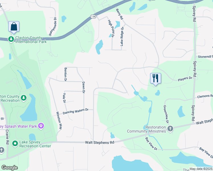 map of restaurants, bars, coffee shops, grocery stores, and more near 8225 7 Oaks Drive in Jonesboro