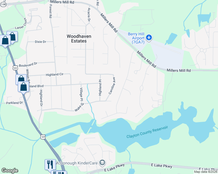 map of restaurants, bars, coffee shops, grocery stores, and more near 30 Caroline Avenue in Stockbridge