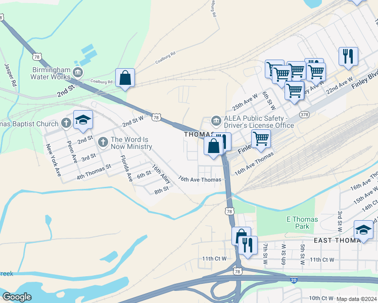 map of restaurants, bars, coffee shops, grocery stores, and more near 1008 21st Avenue West in Birmingham