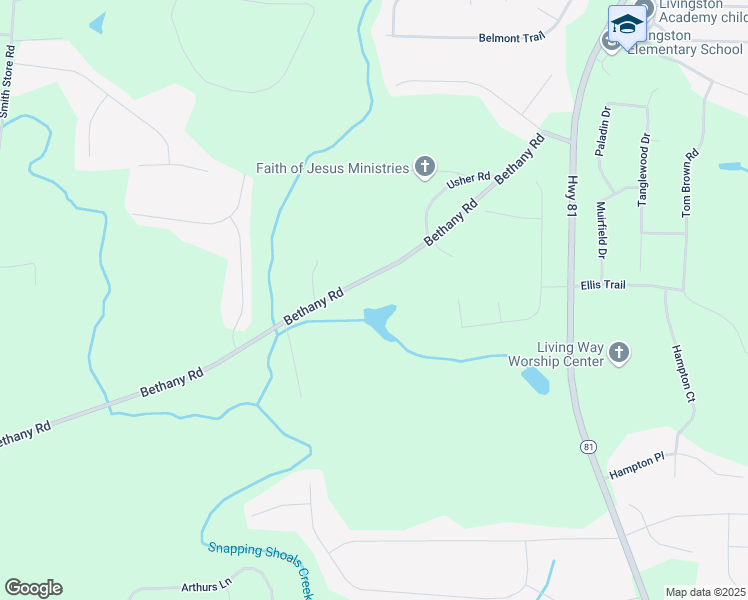 map of restaurants, bars, coffee shops, grocery stores, and more near 327 Bethany Road in Covington