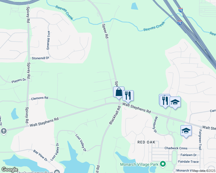 map of restaurants, bars, coffee shops, grocery stores, and more near 304 Timeless Walk in Stockbridge