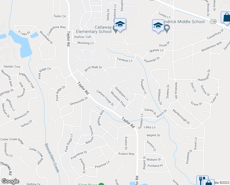map of restaurants, bars, coffee shops, grocery stores, and more near 8246 Mountain Pass in Riverdale