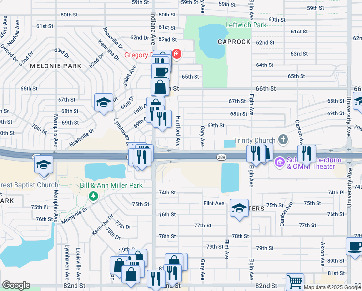 map of restaurants, bars, coffee shops, grocery stores, and more near 7006 Hartford Avenue in Lubbock