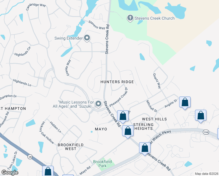 map of restaurants, bars, coffee shops, grocery stores, and more near 466 Timber Wolf Trail in Augusta