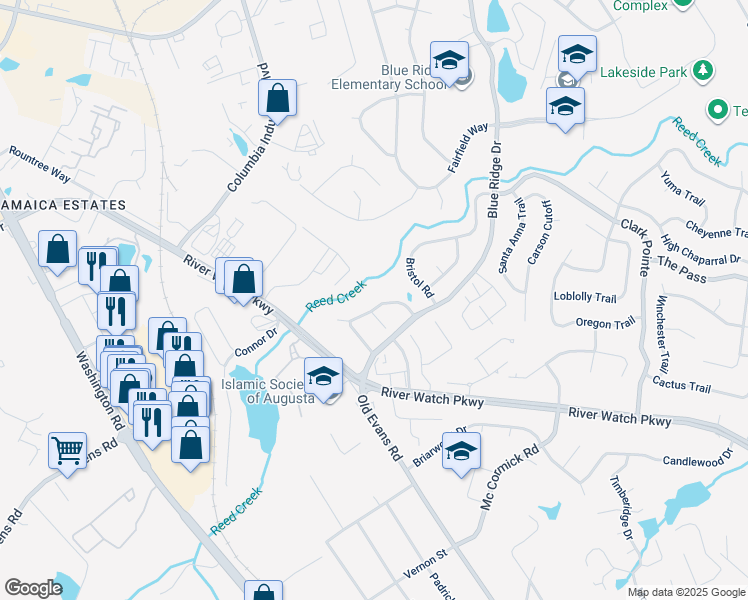 map of restaurants, bars, coffee shops, grocery stores, and more near 433 Halifax Drive in Martinez
