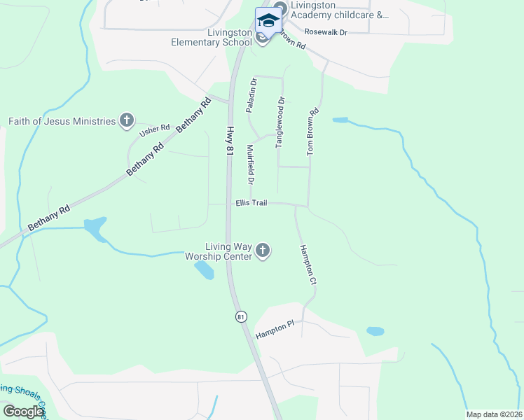 map of restaurants, bars, coffee shops, grocery stores, and more near 4007 Highway 81 in Covington