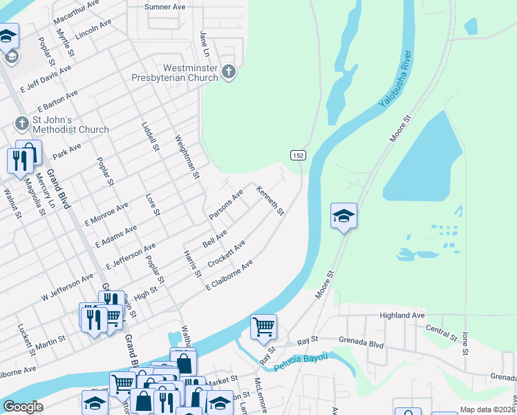 map of restaurants, bars, coffee shops, grocery stores, and more near 714 Bell Avenue in Greenwood