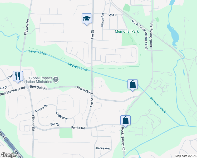 map of restaurants, bars, coffee shops, grocery stores, and more near 188 Bay Court Drive in Stockbridge