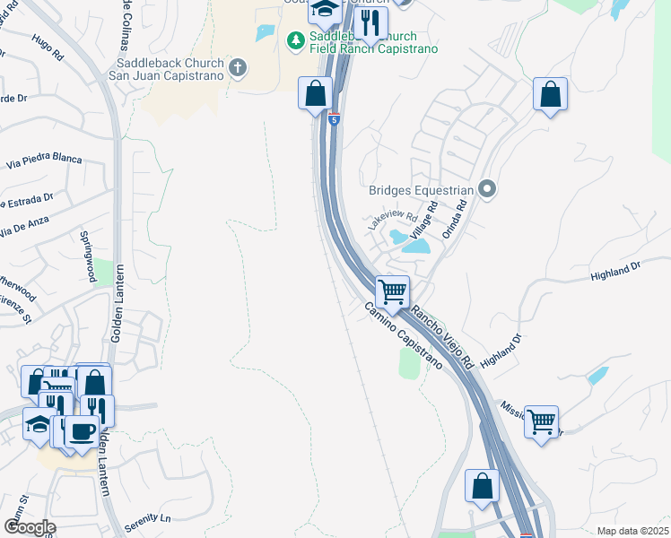 map of restaurants, bars, coffee shops, grocery stores, and more near 29835 Camino Capistrano in San Juan Capistrano